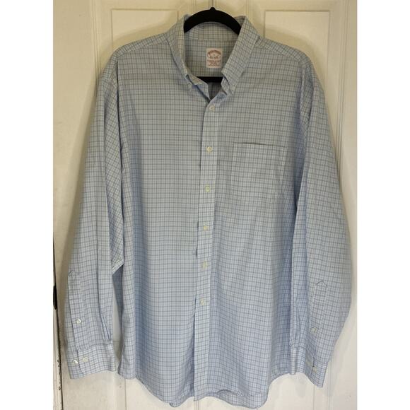 Brooks Brothers Other - Brooks Brothers Traditional Fit Non-Iron Shirt Large Blue White Check Polo BD